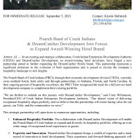 Poarch Band of Creek Indians and DreamCatcher Development Join Forces to Expand Award-Winning Hotel Brand